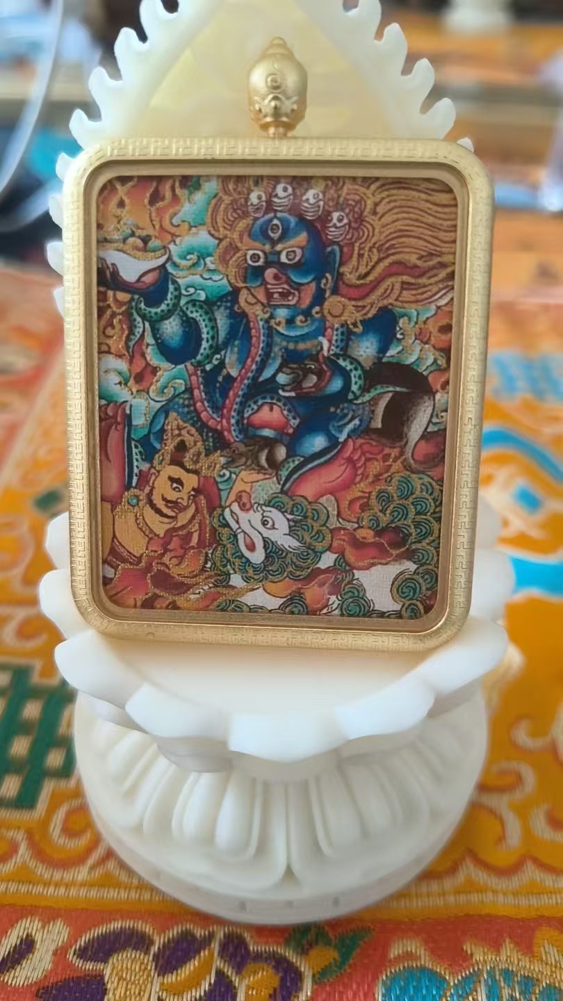 吊坠925银皮 黑财神黄财神唐卡项链复古吊坠