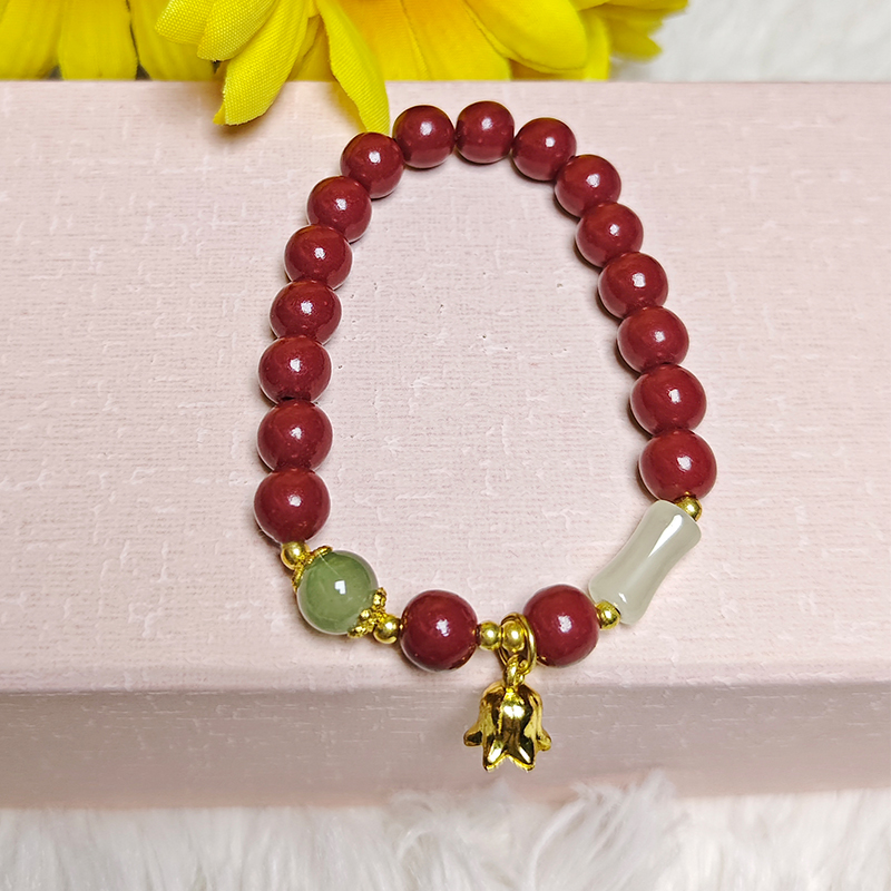 仿朱砂红手串女国风手链ins简约潮流百搭显白招财情侣闺蜜送礼物
