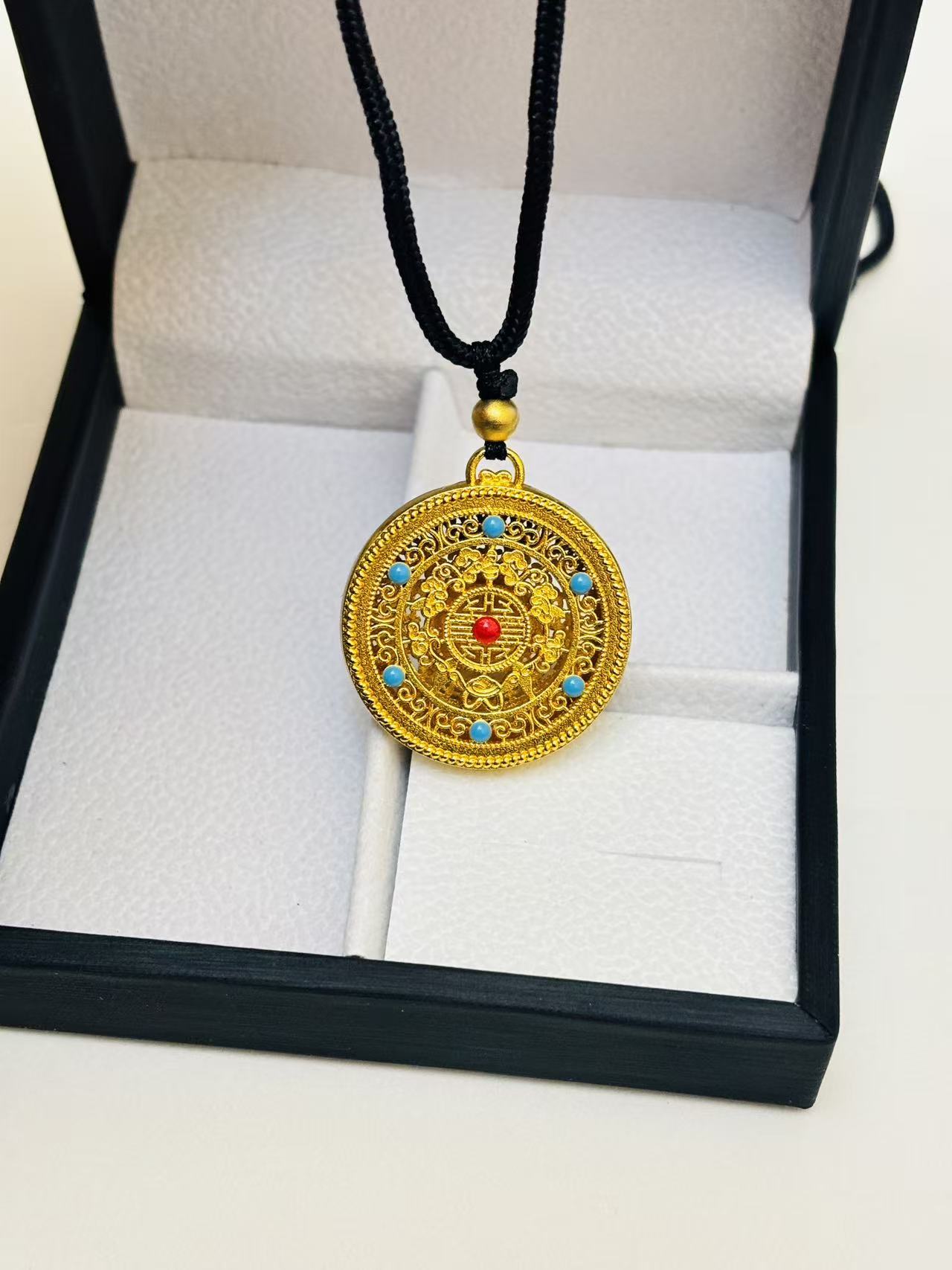 合金吊坠 合金吊坠古法设计珐琅彩大八宝罗盘男女时尚吊坠