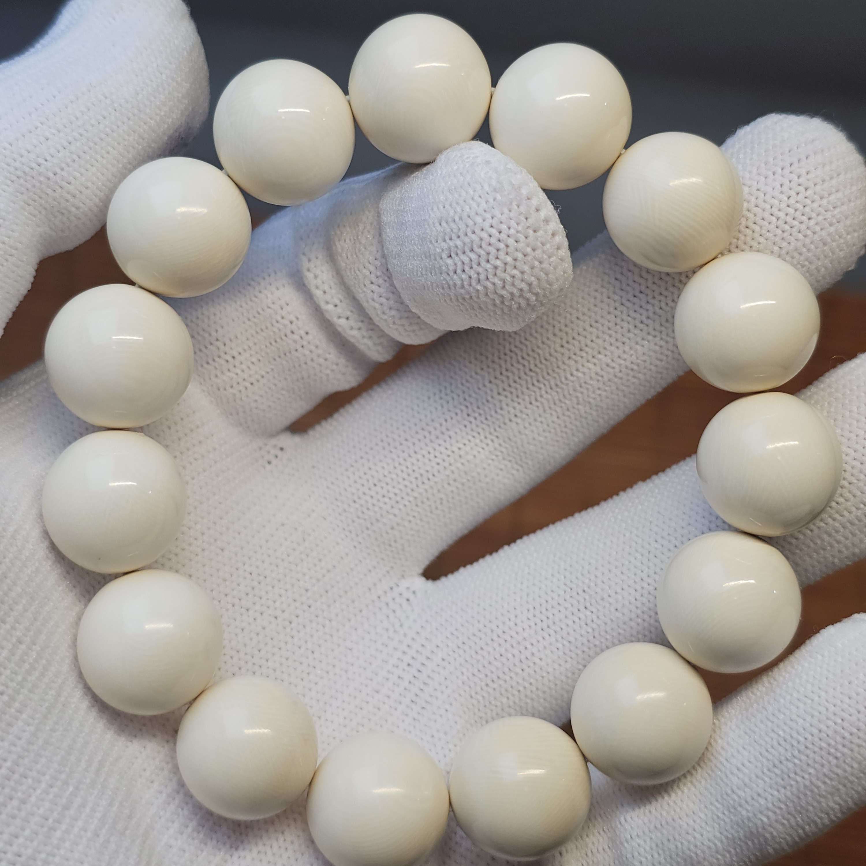 天然猛犸牙5A1.5牙芯满细纹手串