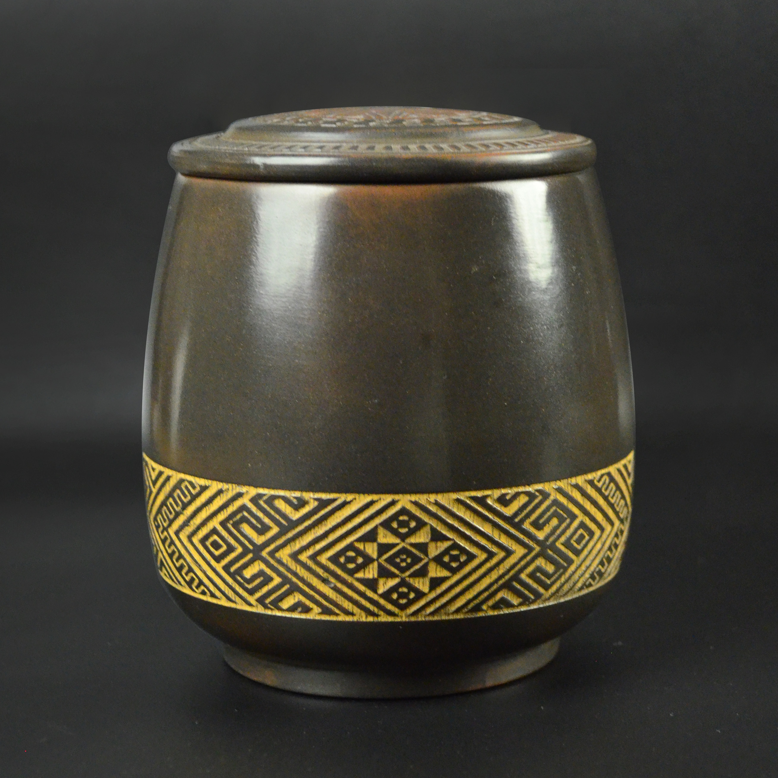 【回纹雅罐100g装】钦州坭兴陶直筒素身手工陶瓷茶叶罐家用醒茶罐