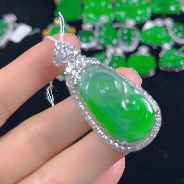 翡翠银S925镶嵌吊坠(不含链)