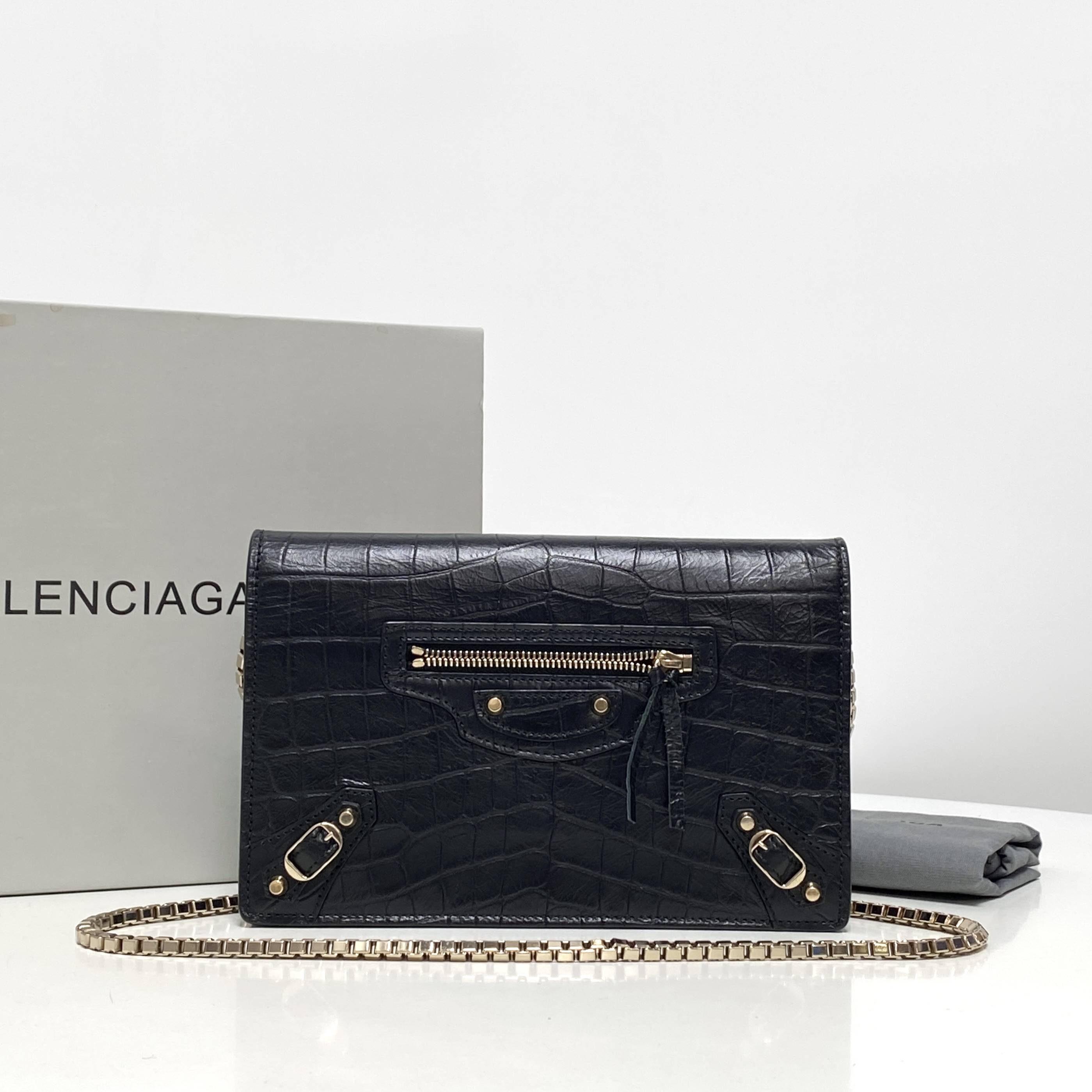 95新 Balenciaga/巴黎世家 唐唐专属 黑金woc单肩包THYX832