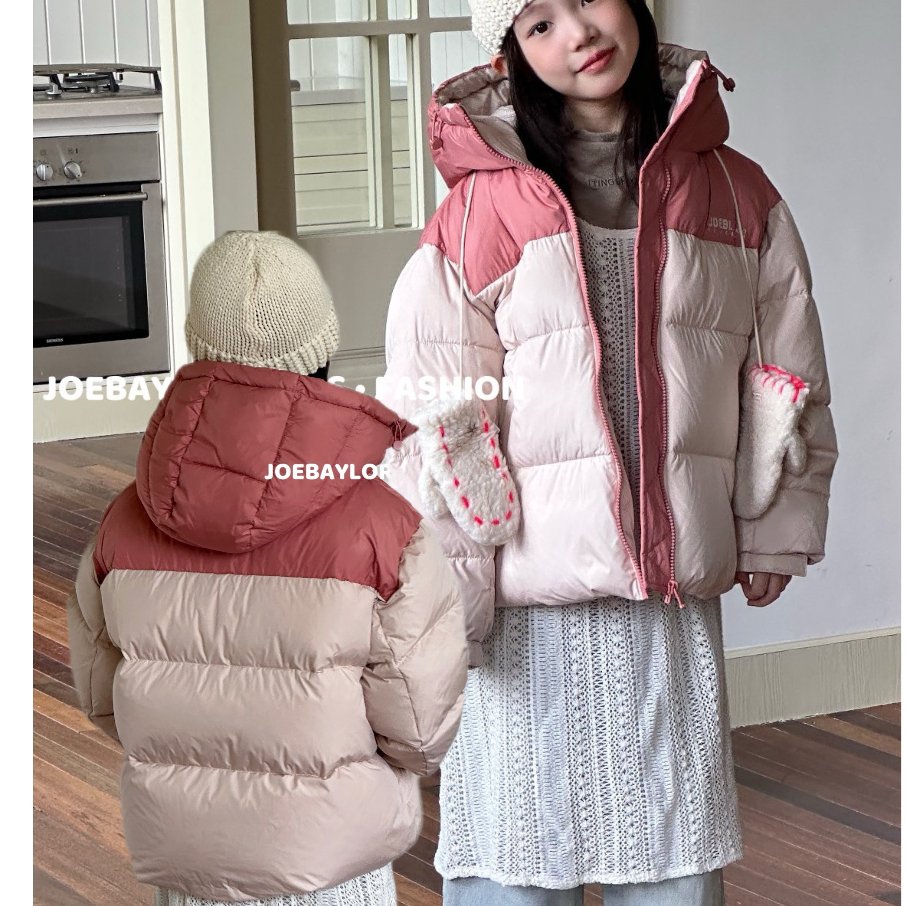 女童冬季羽绒服换季69225 保暖时尚极简风洋气连帽中大童反季清仓