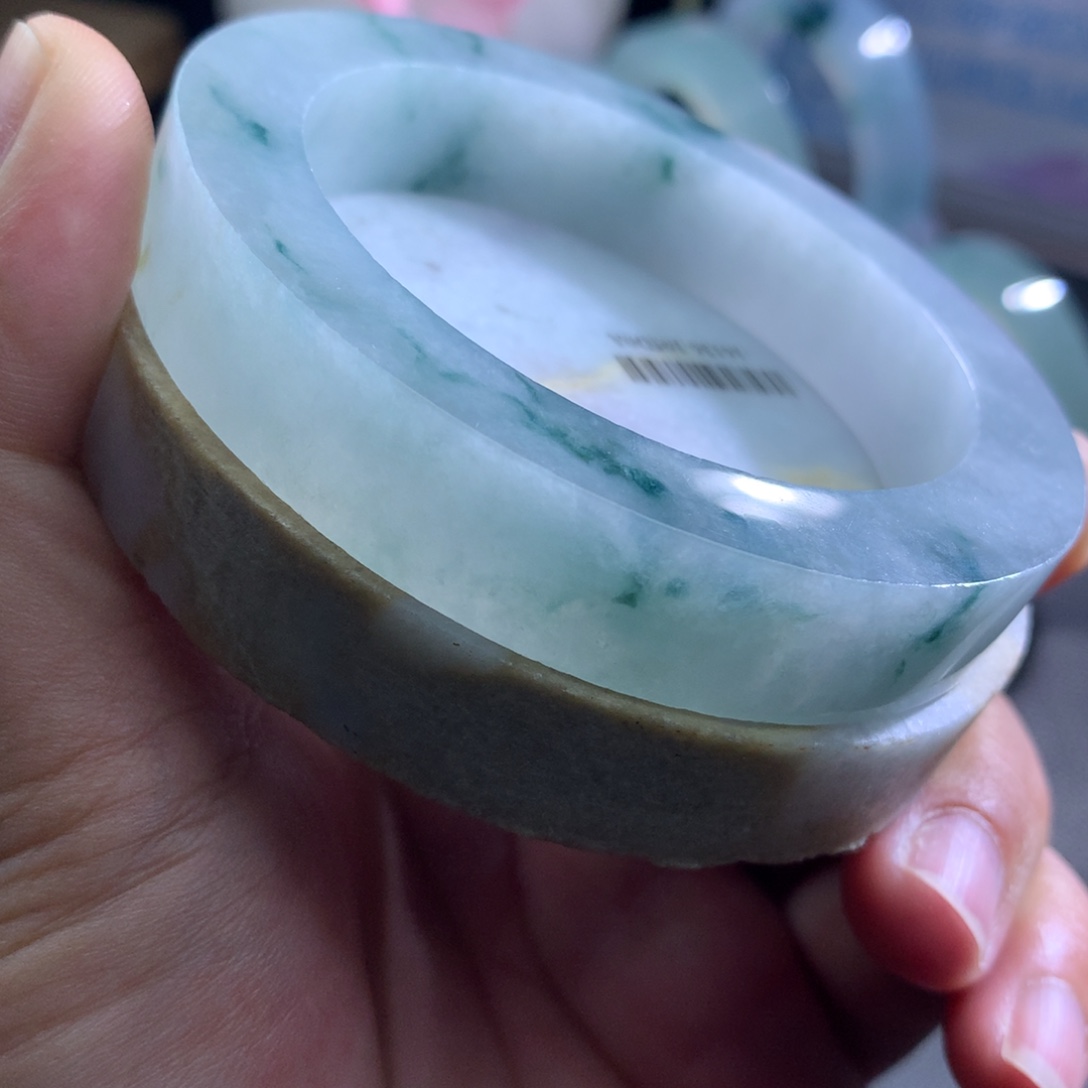 定制翡翠未镶嵌翡翠手镯冰飘花蓝花