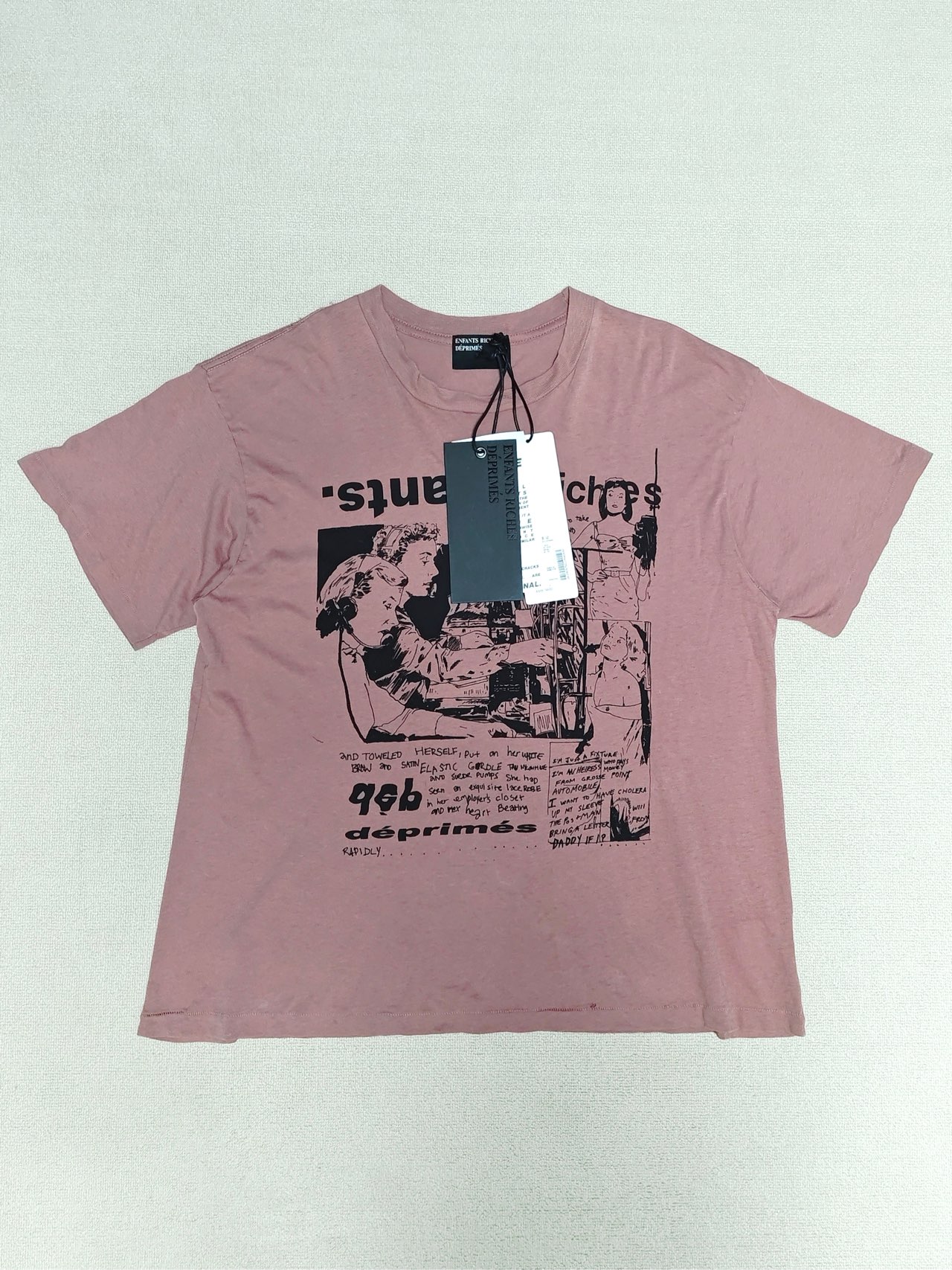 99新  M码 Enfants Riches Deprimes 电报电台插画做旧短袖