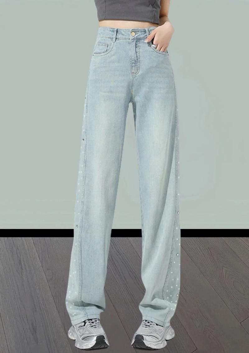 【非主图款】 女高腰牛仔裤深色阔腿裤微弹秋季常规