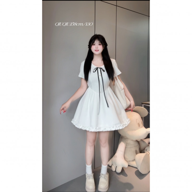 【甜心米奇】9590  胖mm夏季新款甜美清新显瘦收腰绑带A字连衣裙