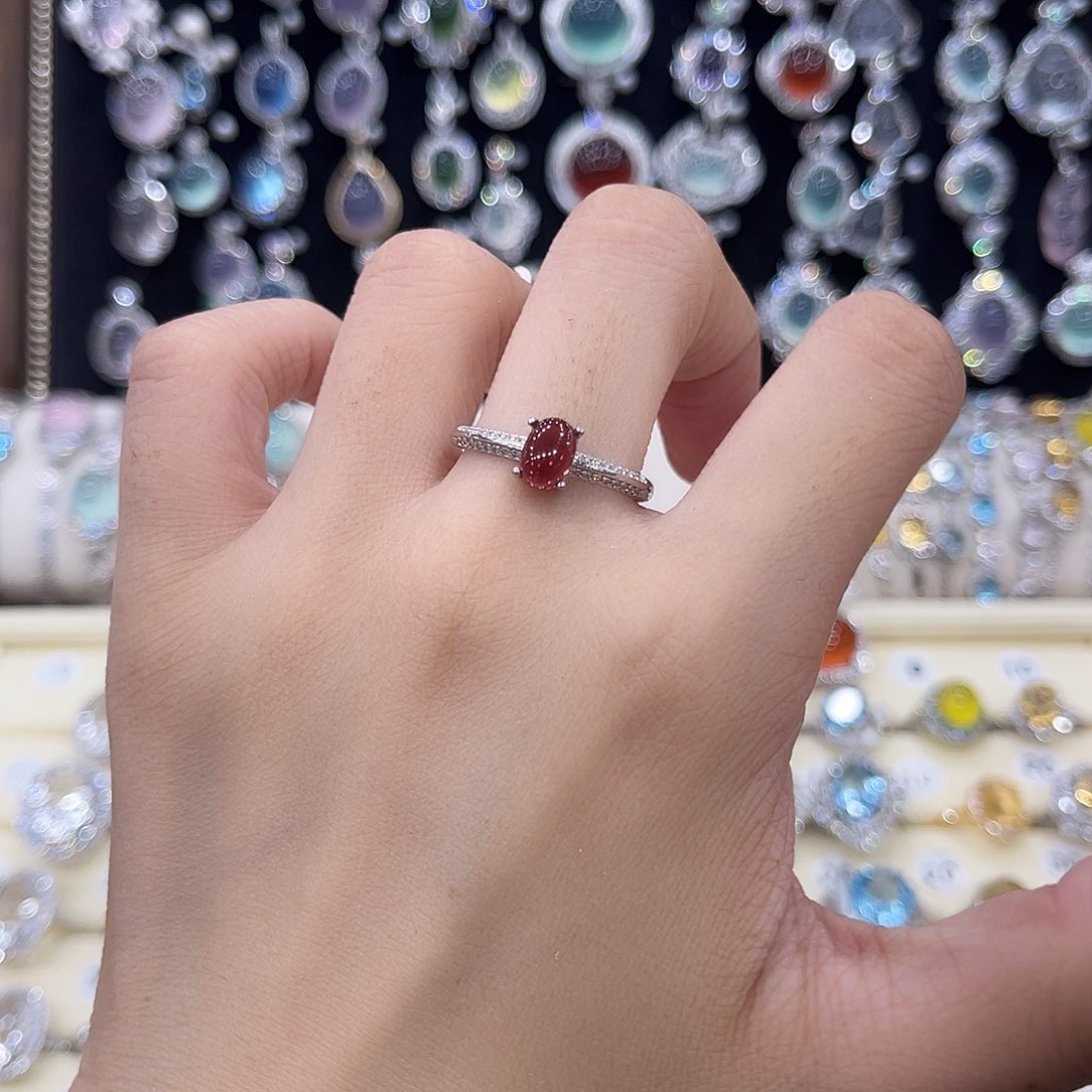 岫玉银S925镶嵌戒指