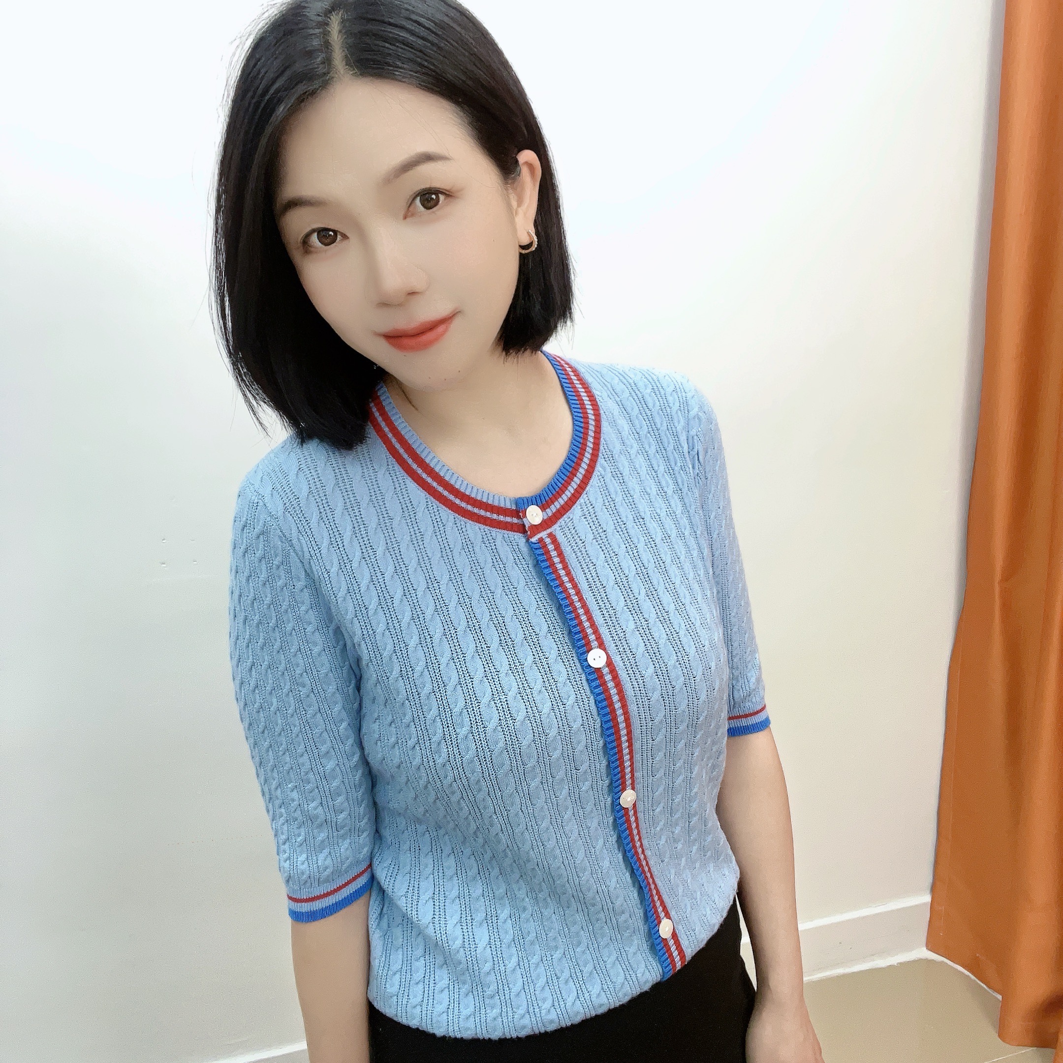 4646/4656春夏新款【大米家专属】学院风绞花大朗毛衣正品不起球