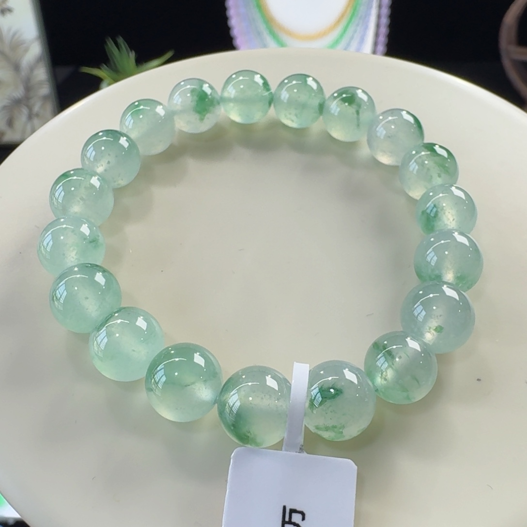 未镶嵌手链翡翠江*．高冰飘绿花单圈10mm左右(首款)