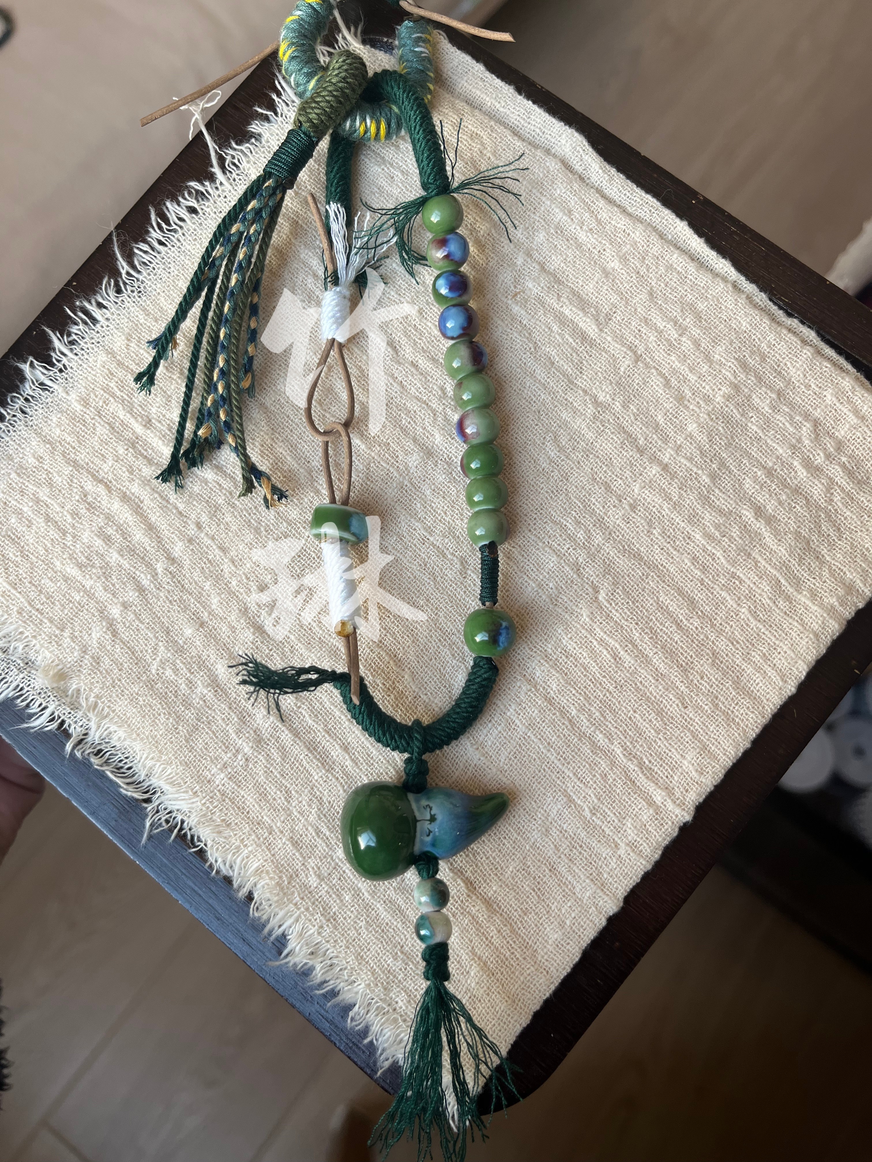 非金属布艺手链 『竹』原创手绳链接手串串珠饰品绿色编织编绳配饰