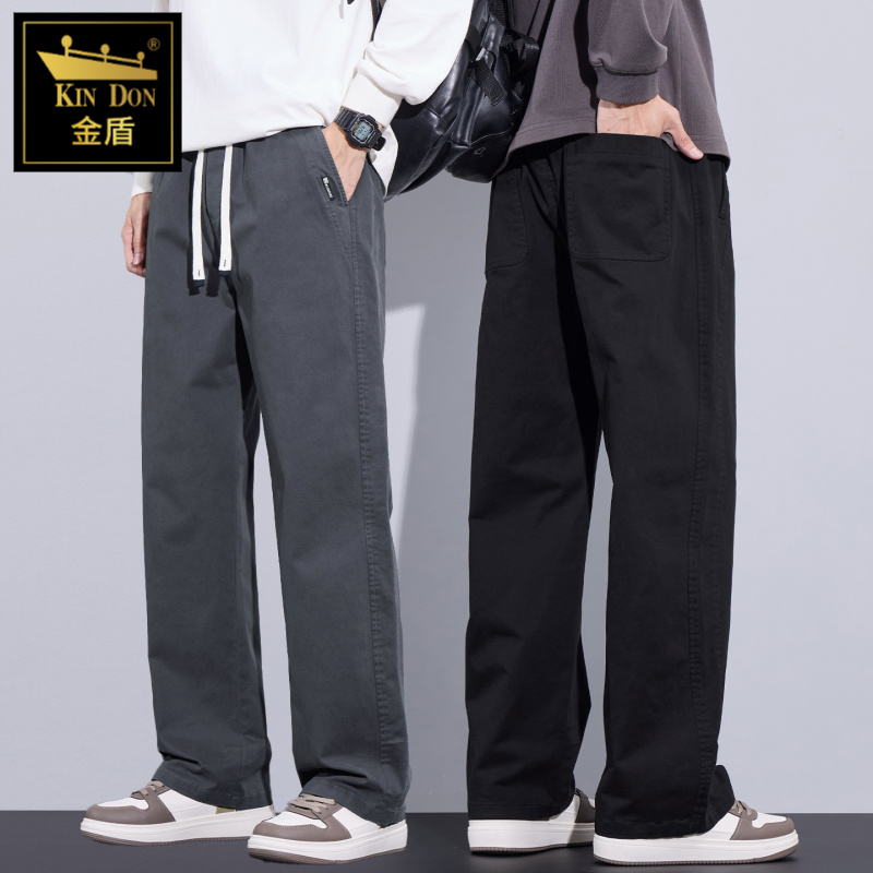 金盾休闲裤男士2025秋冬季新款保暖直筒垂感阔腿裤舒适百搭长裤子