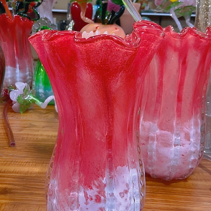 琉璃高度33厘米红白菜花瓶