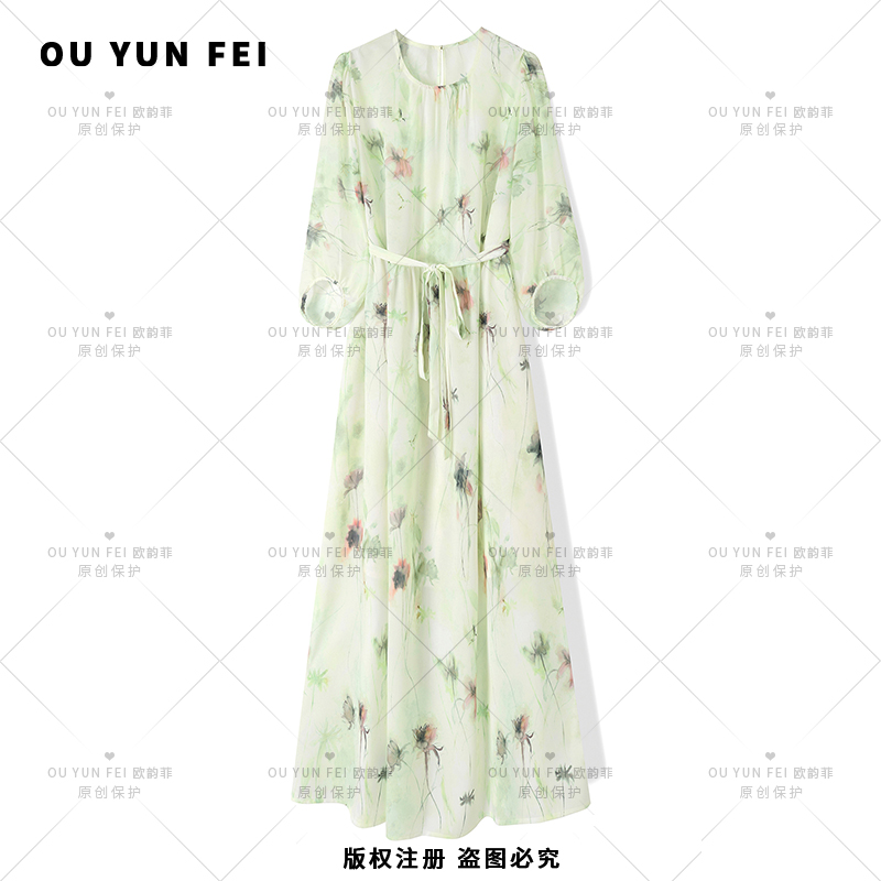 夏季新款气质连衣裙女高级感显瘦穿搭时尚轻奢优雅洋气长裙F1215