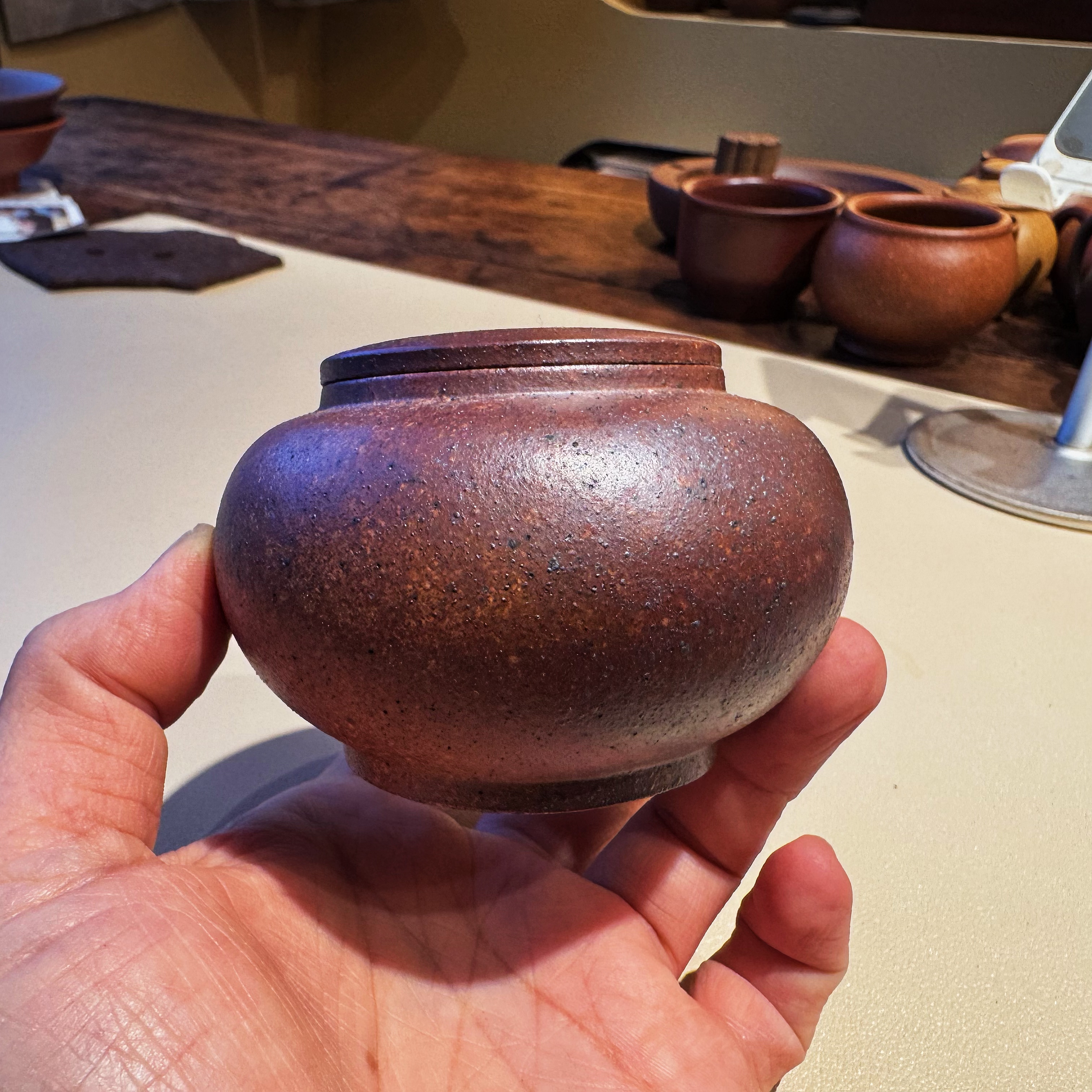 润砂堂小太阳 原矿老段泥柴烧 小扁茶仓 茶叶罐 