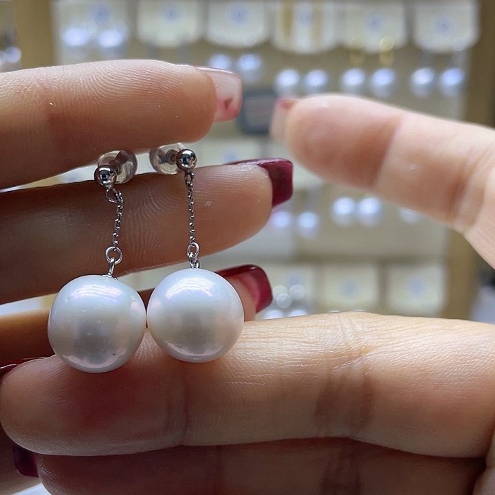 淡水珍珠耳饰银S925镶嵌