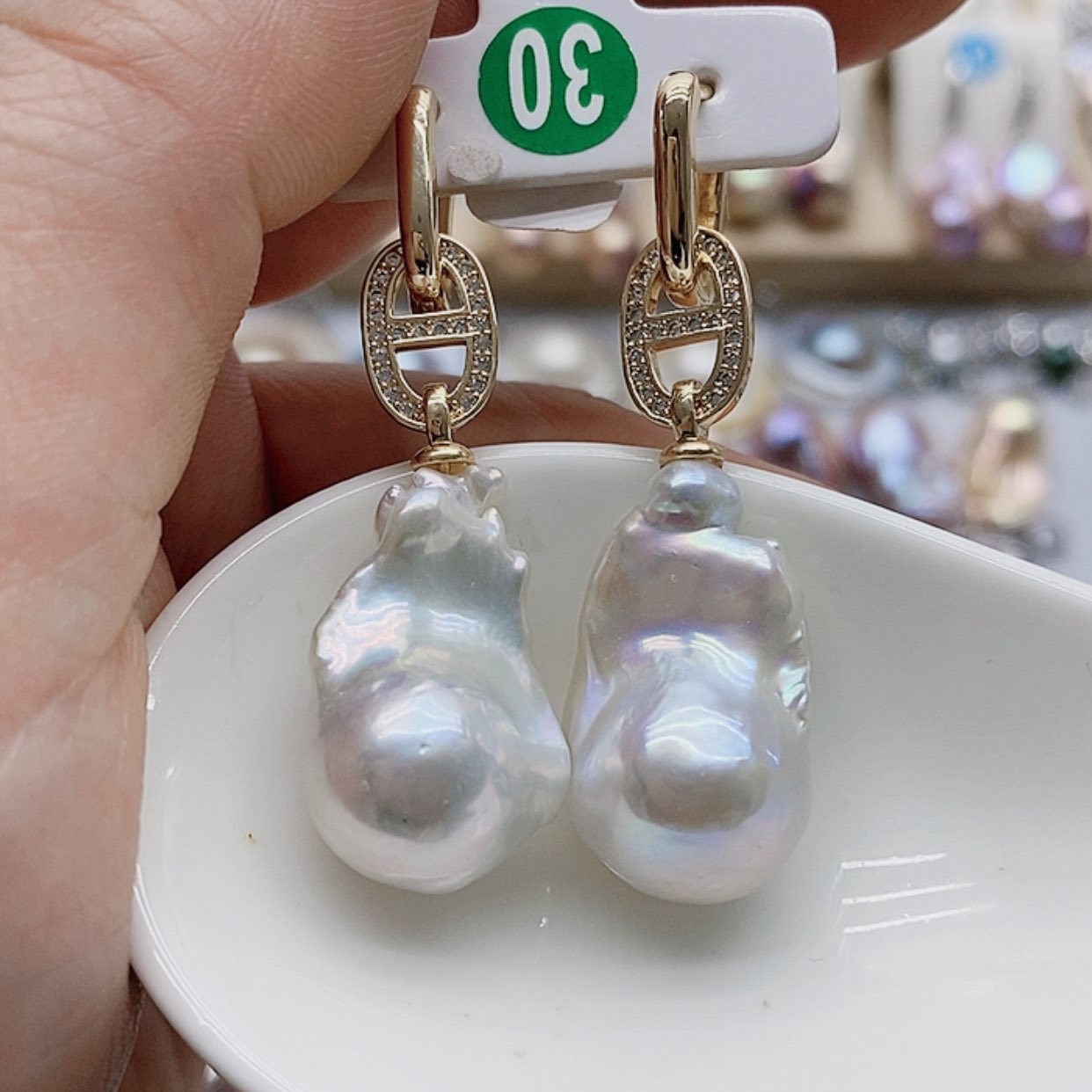 【闪购商品】银S925镶嵌淡水珍珠耳饰