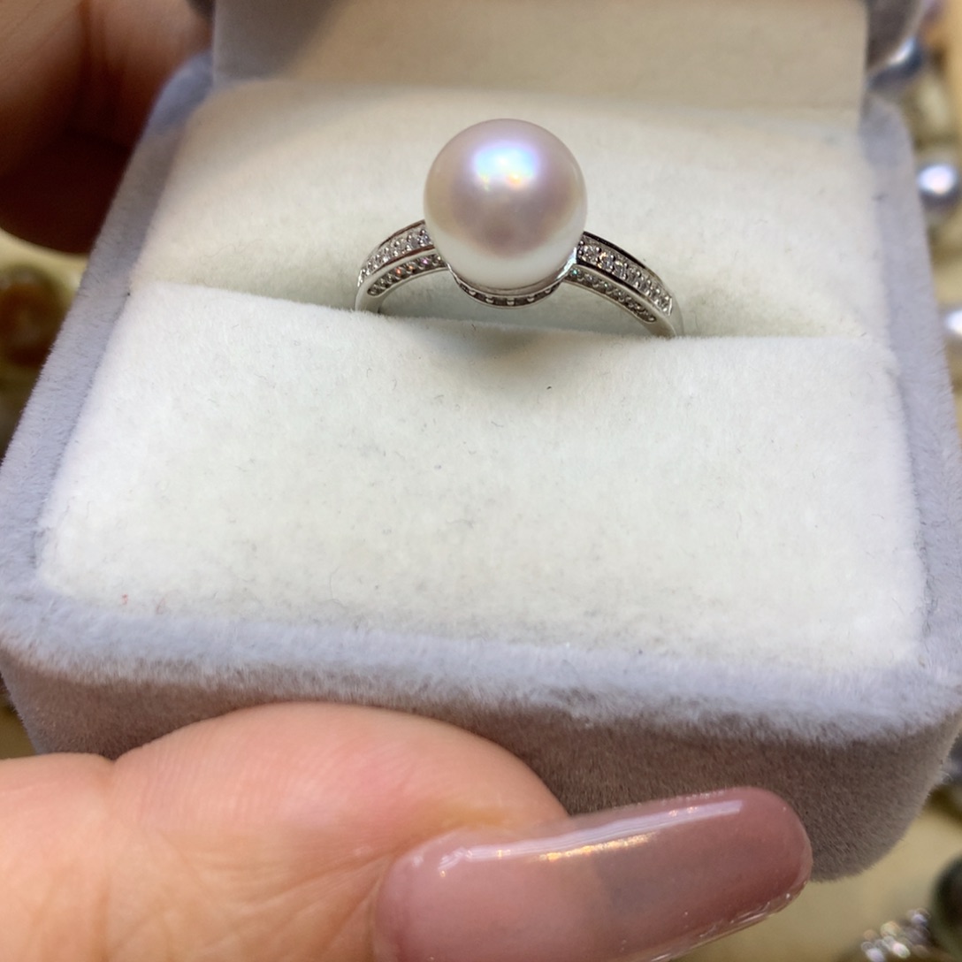 银S925镶嵌戒指海水珍珠