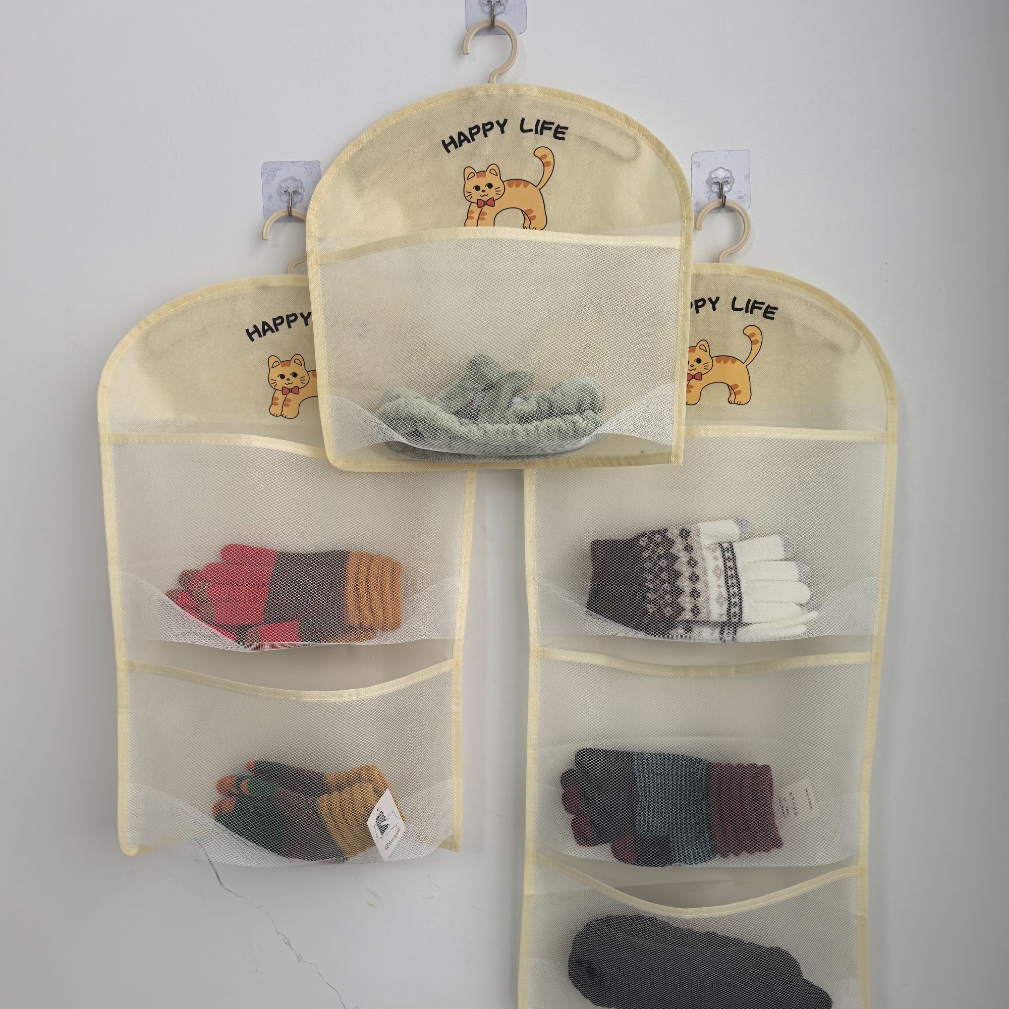 【三个装！】可爱收纳挂袋大容量便携网纱储物袋挂式收纳包