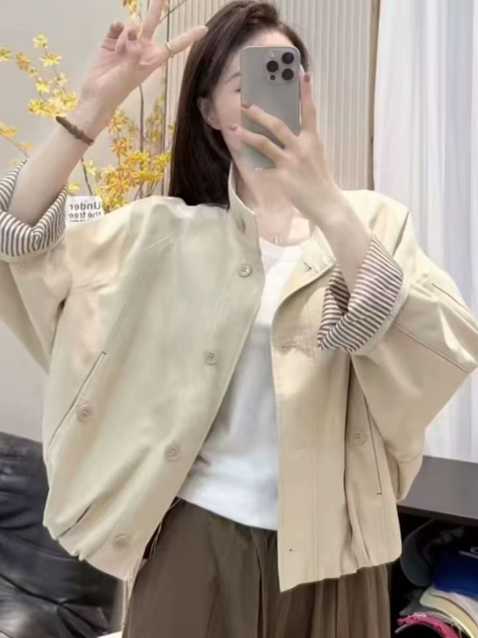 YIWEN欧货英伦风立领夹克外套1339