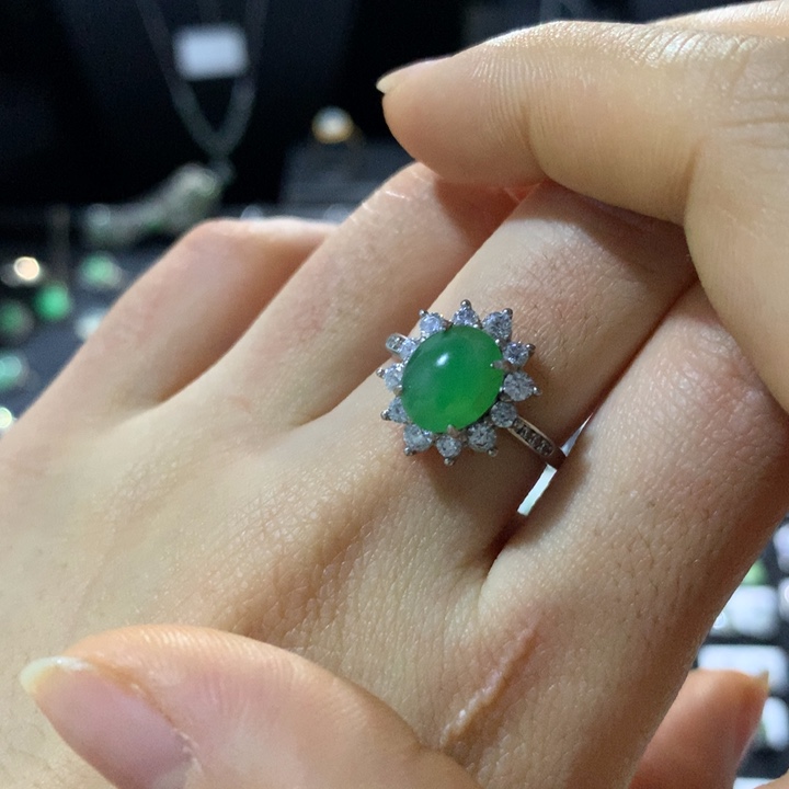 翡翠银S925镶嵌戒指