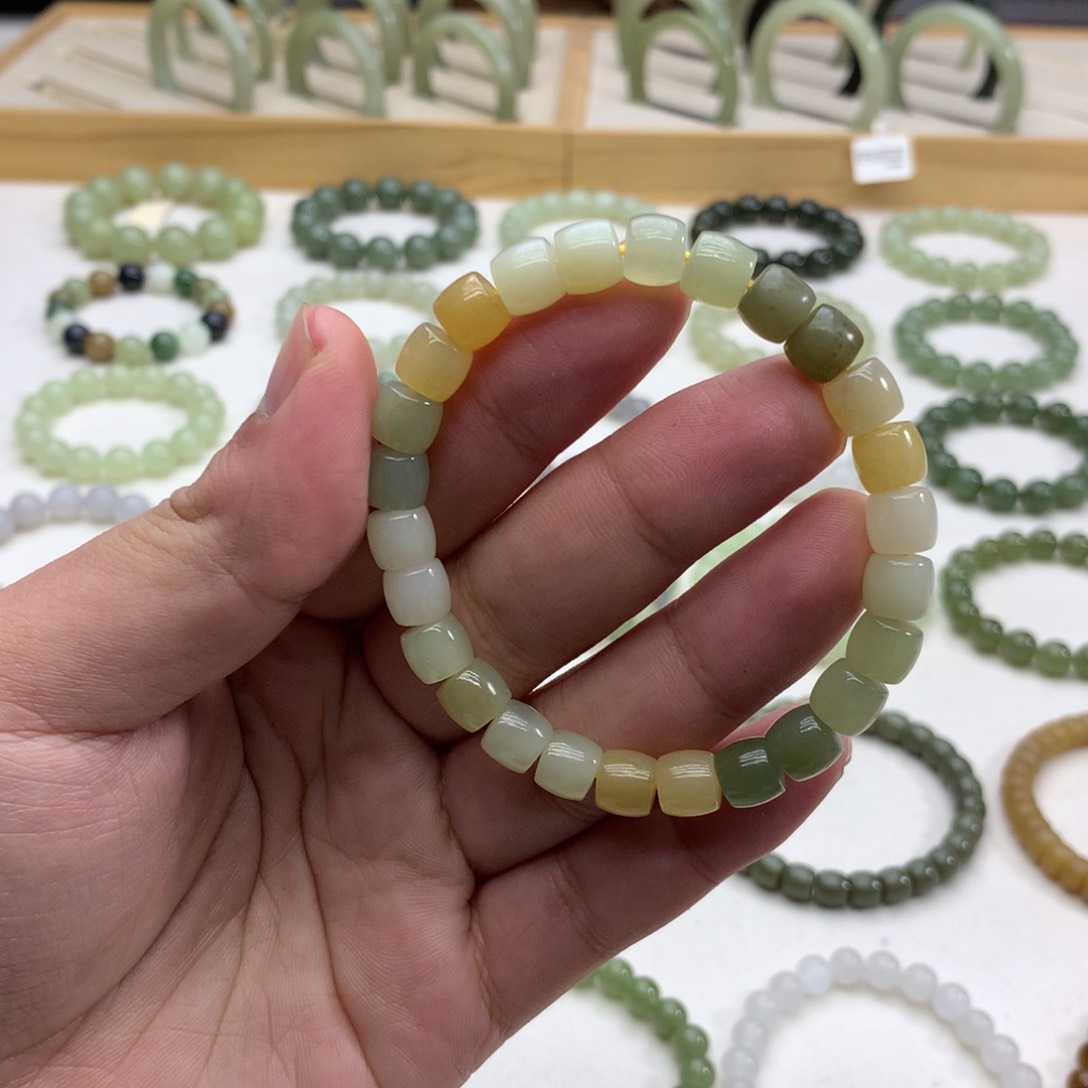 和田玉手串（直切多宝8）未镶嵌