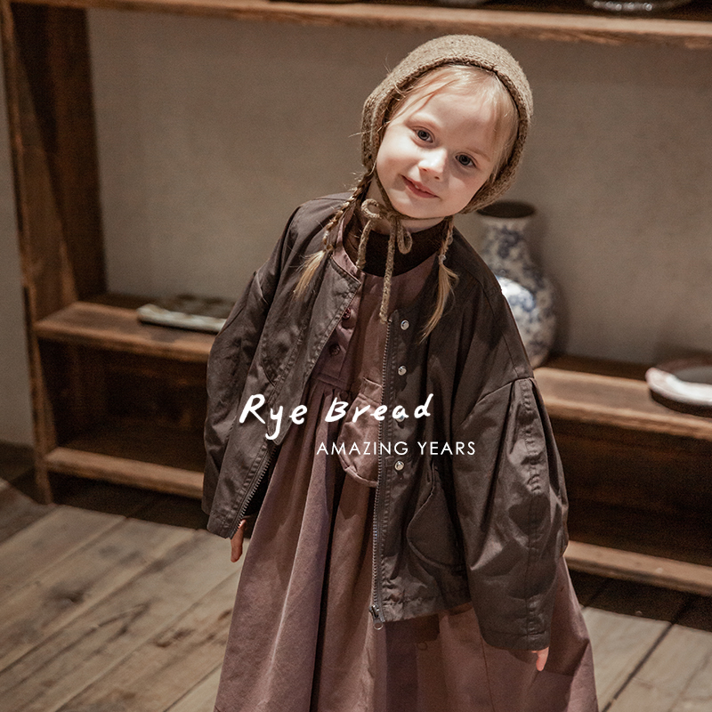ryebread/黑面包童装 韩系宽松女小童宝宝暗扣拉链休闲外套4春秋