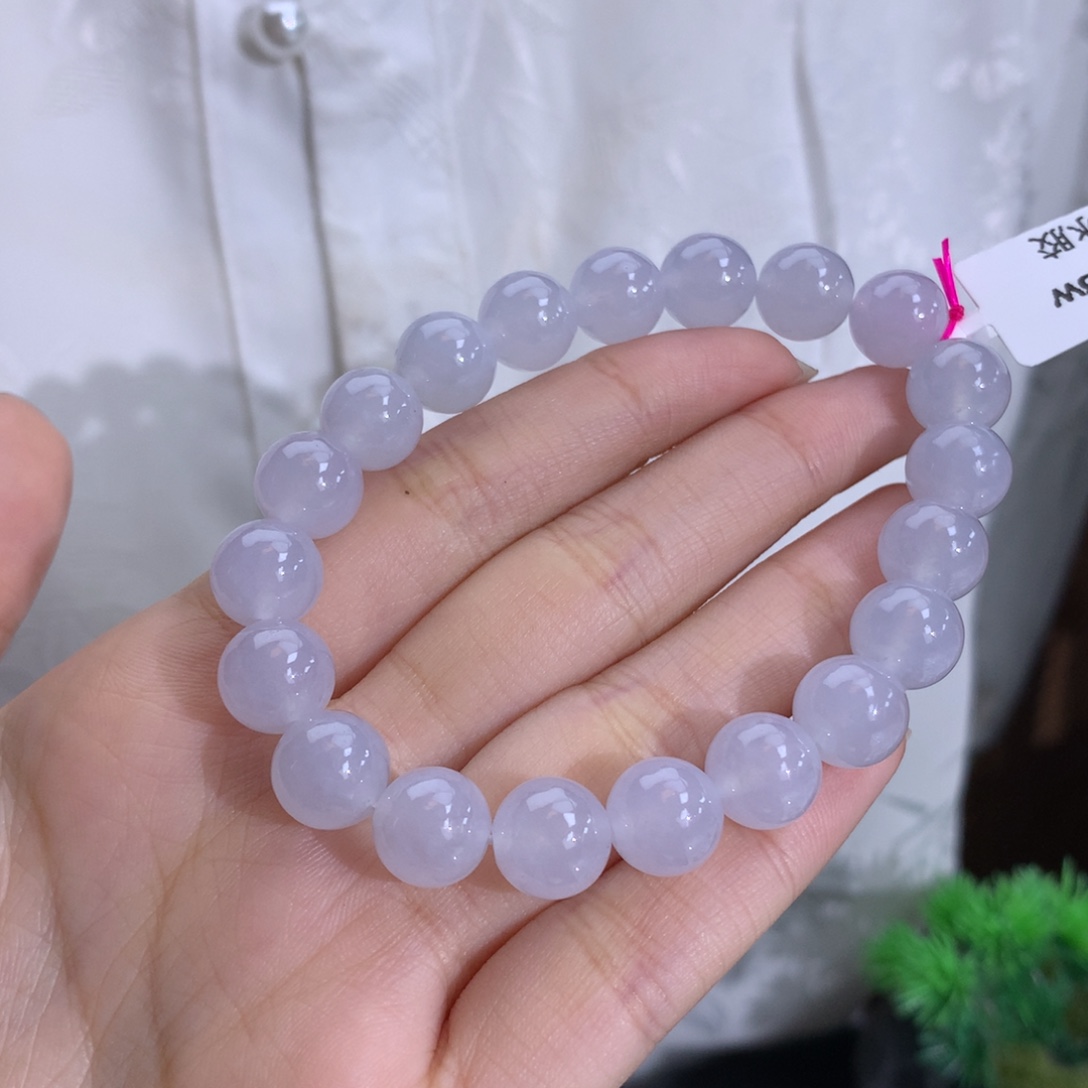 未镶嵌手串翡翠卡10冰润胶白里透紫