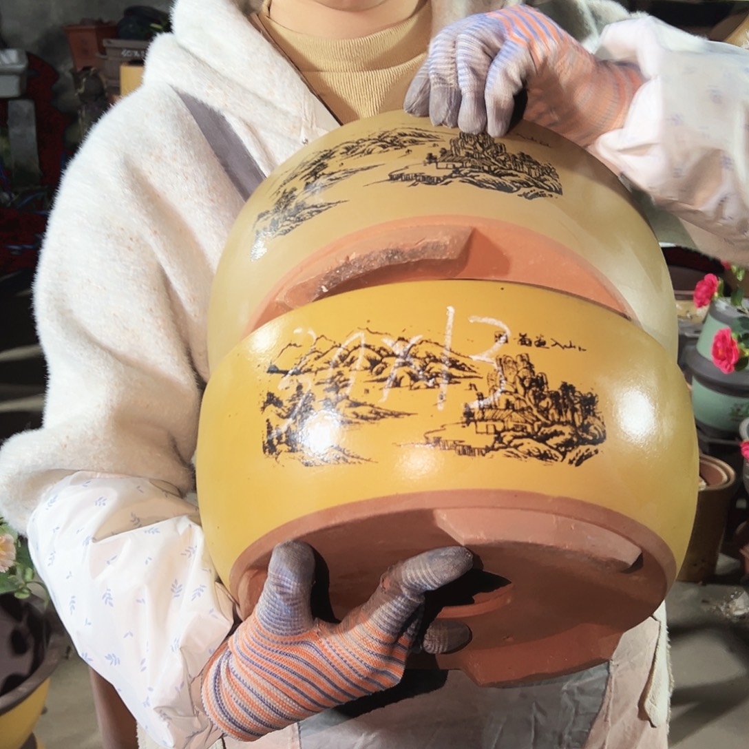 黄色江山如画大号一对