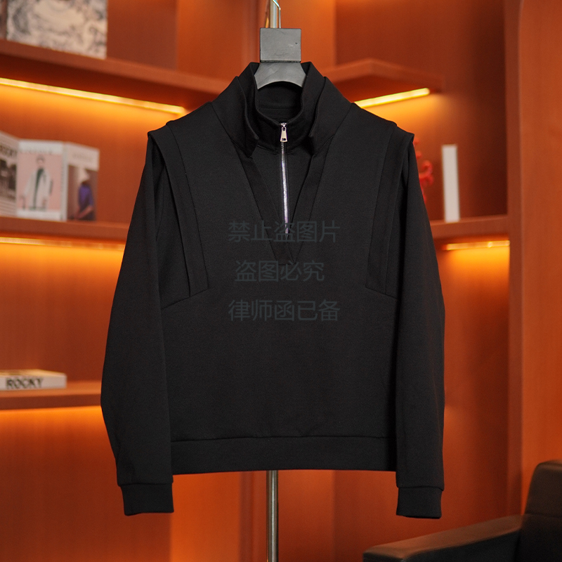 WY4107//2025SS*春款半拉链假两件纯色套头卫衣宽松（YH）