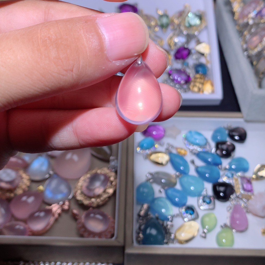 【闪购商品】水晶戒指银S925镶嵌吊坠