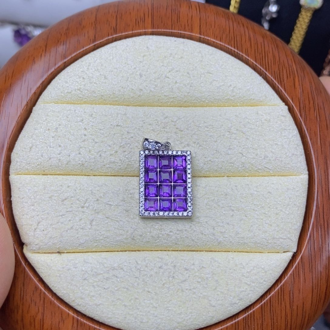 紫晶吊坠(不含链)银S925镶嵌