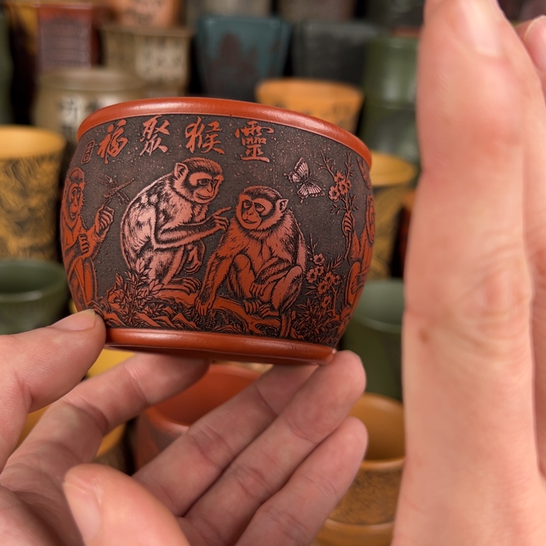 紫砂茶杯宜兴原矿紫砂杯