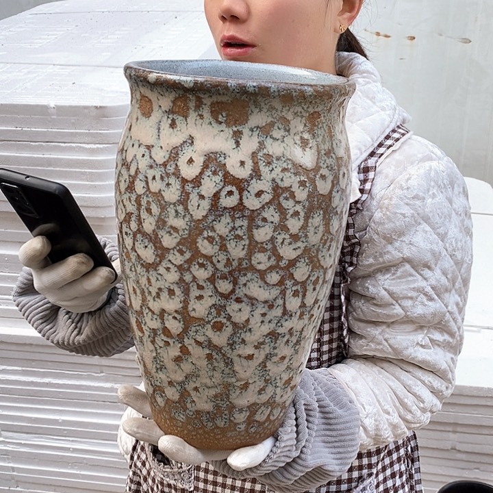 紫砂花盆瑕疵口18高33