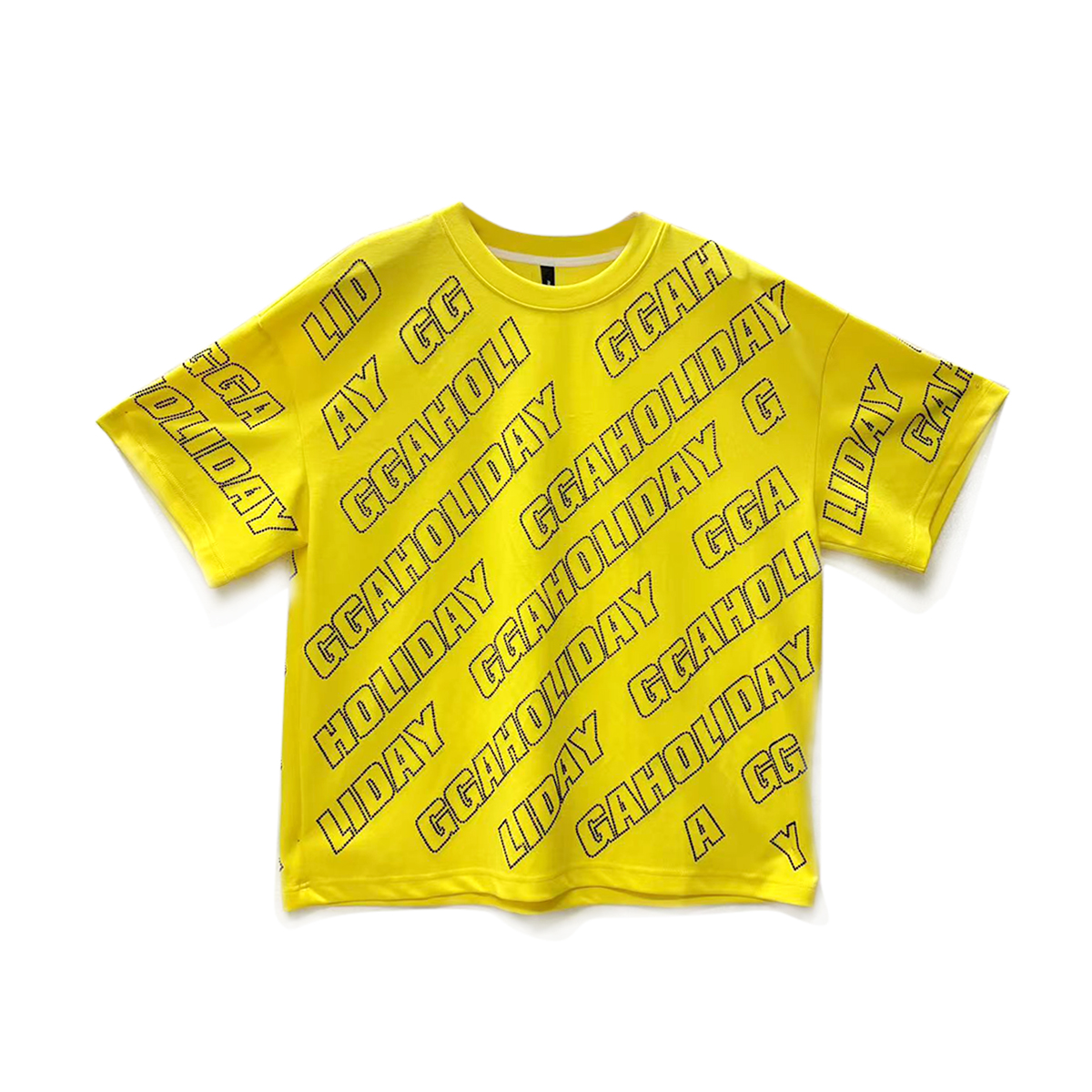 【上新】GGAHOLIDAY夏季时尚潮流百搭字母镶钻洋气圆领T恤-152386