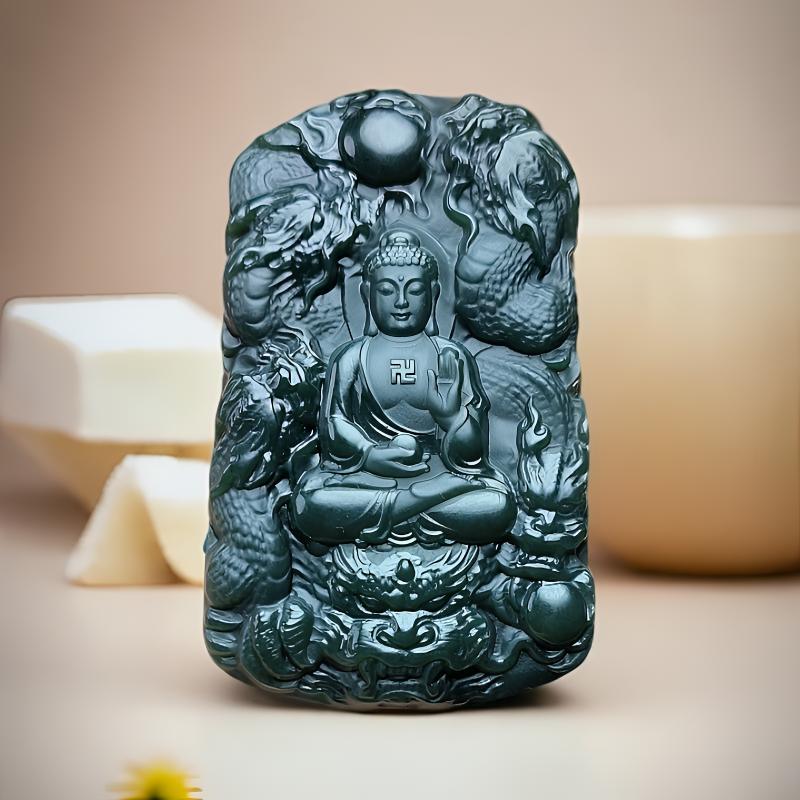 和田玉青玉九龙护主阿弥生肖猪狗守护吊坠精美玉配男女皆可佩戴