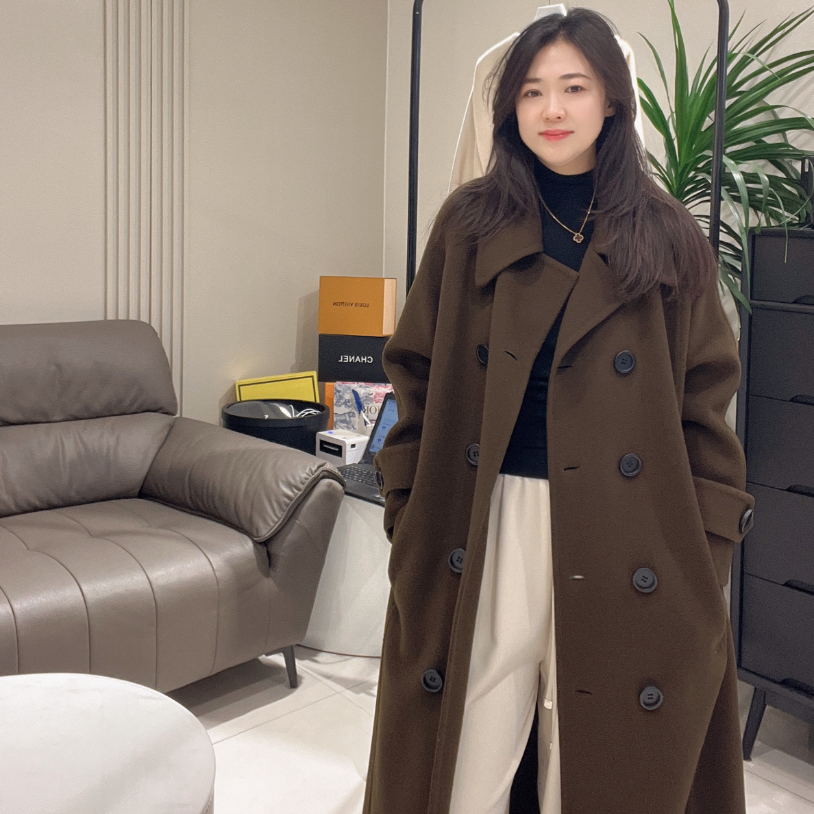 【雅祺YAQI】外单双排扣宽松气质款大衣