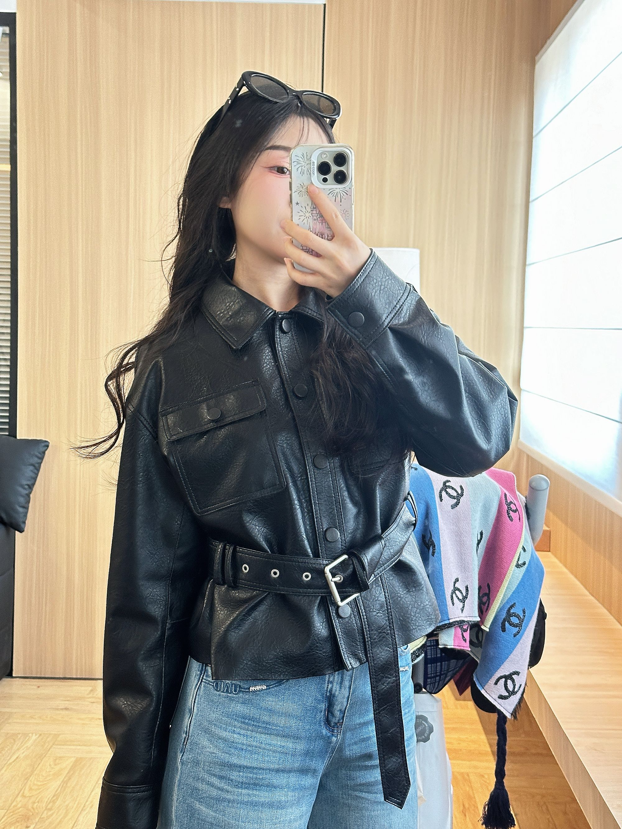 WW.2025新款洋气百搭腰带水洗皮皮衣