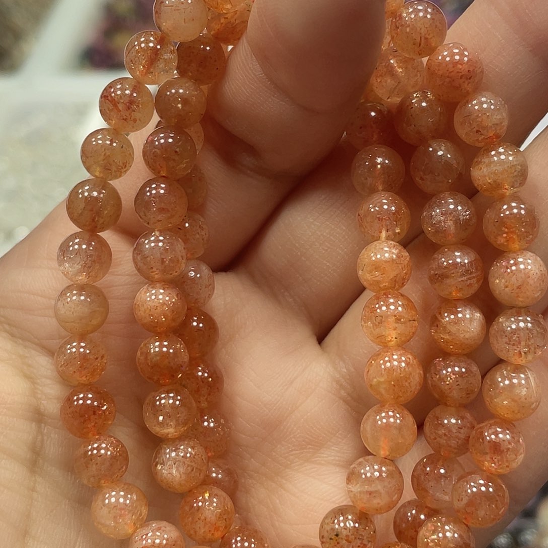 长石未镶嵌手链橙红金太阳6Ｍ+多圈