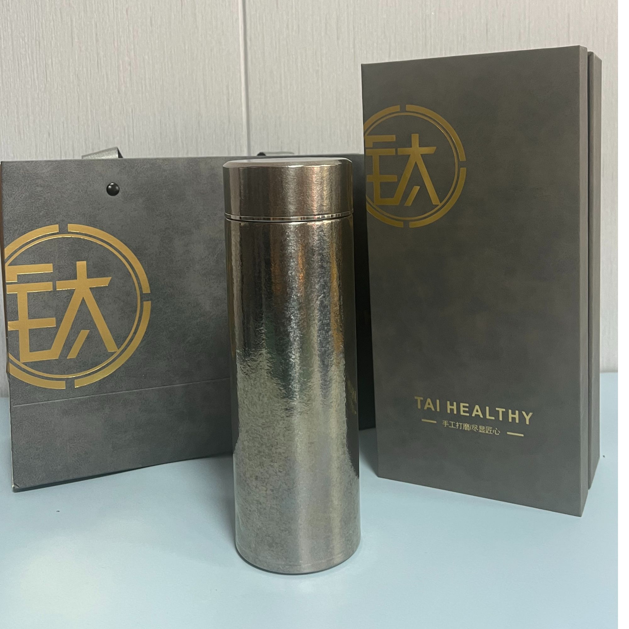 双层纯钛亮本色保温杯商务款送礼手工车载高档复古创意旅行便携