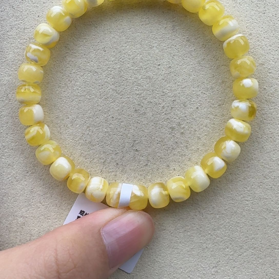 琥珀手链未镶嵌7mm金白