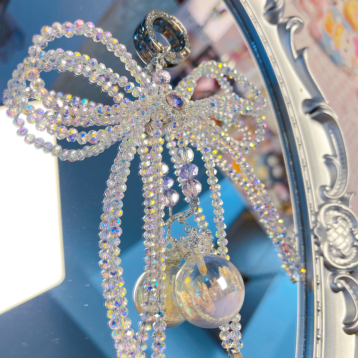 水晶蝴蝶结手机链挂件