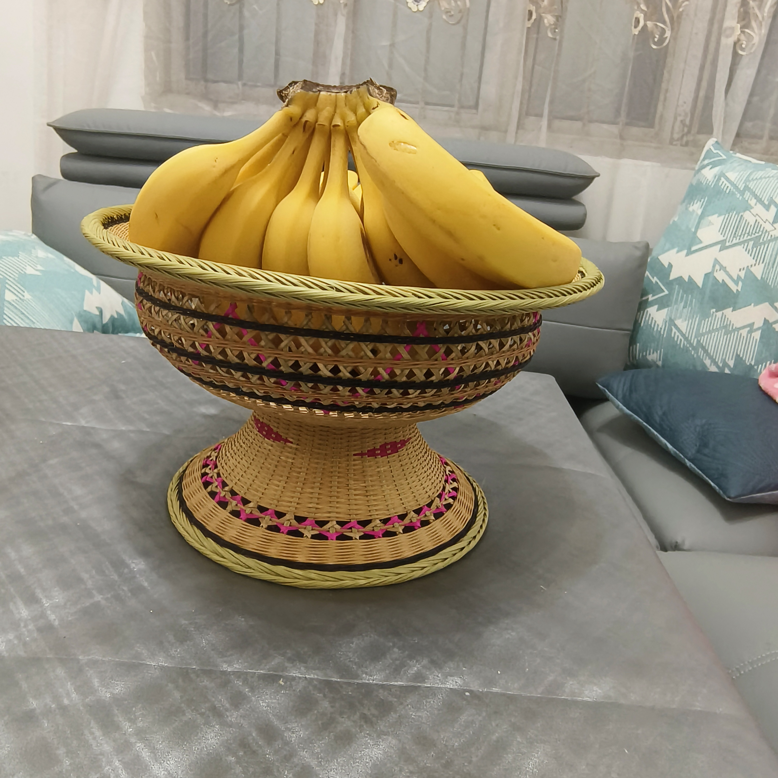 非遗竹编精编果盘收纳盘