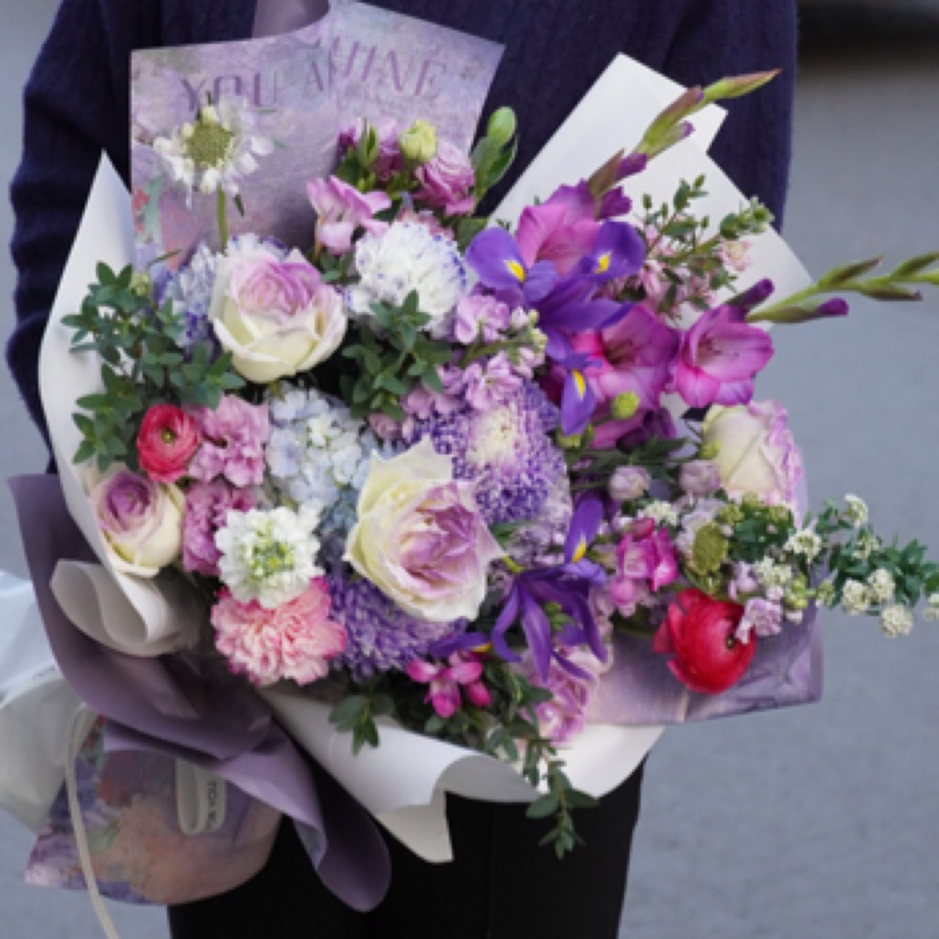 情人节紫色系混搭花束
