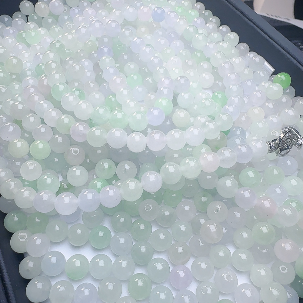 天然缅料A货 白冰马卡龙散珠 8mm左右 发一