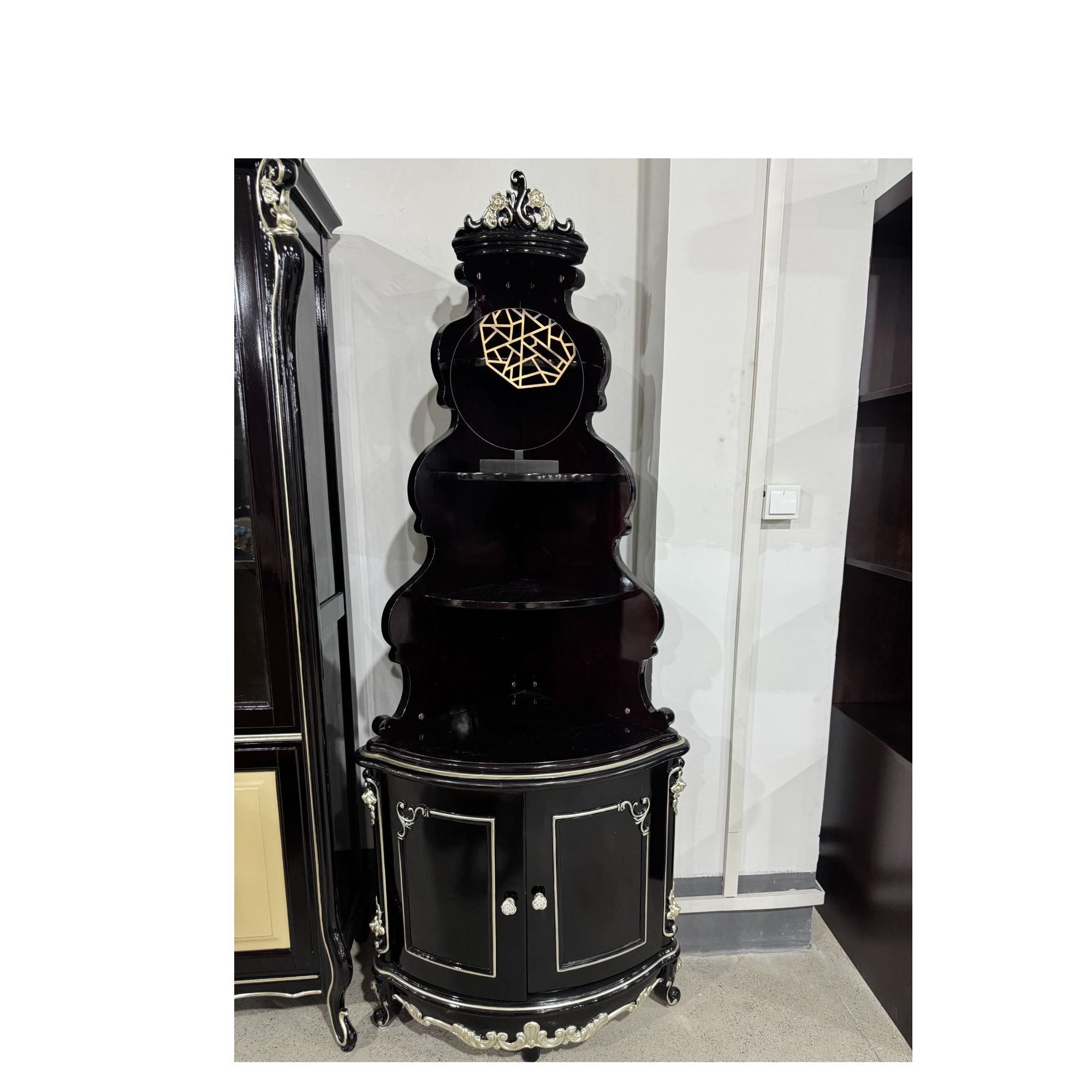 美式欧式圆形雕花玄关柜轻奢手绘角柜60*60*205