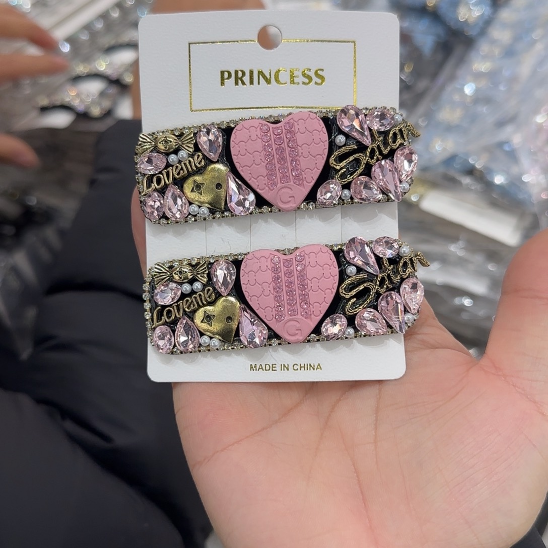 非金属M18粉色爱心钻钻掰掰夹2个