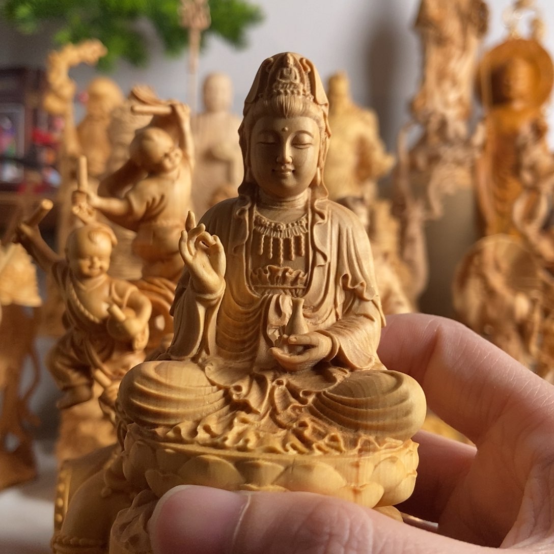 木H*Z小叶黄杨木雕观音