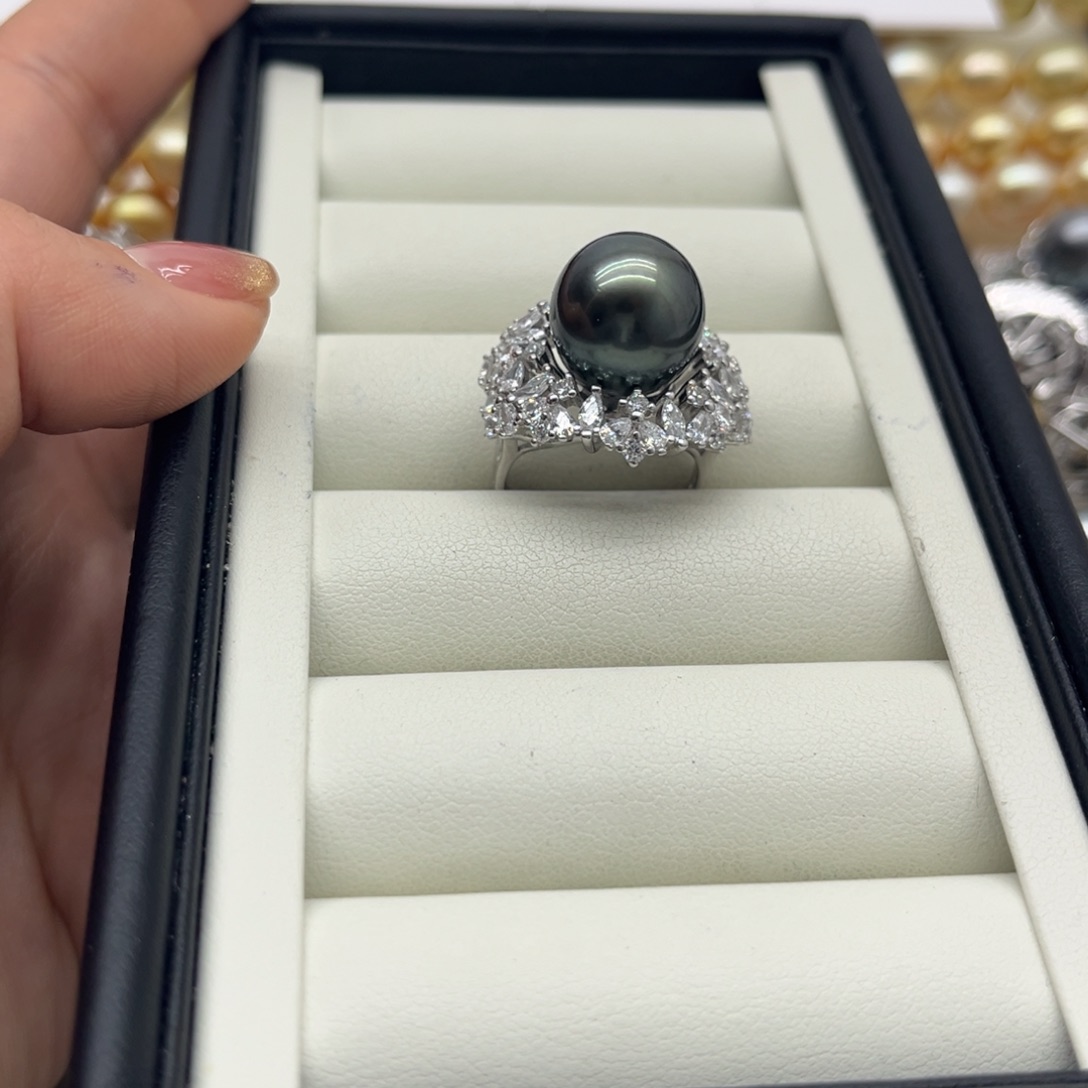 海水珍珠戒指银S925镶嵌